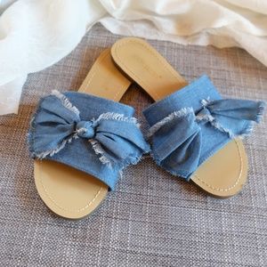Denim Slides Sandals NWOT